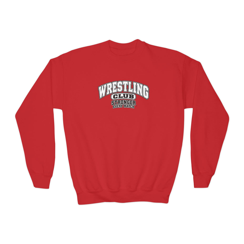 Wrestling Club Youth Sweatshirt | Stronger Every Match | Kids Wrestling Youth Crewneck