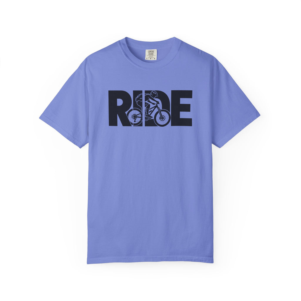 RIDE Mountain Bike T-Shirt | Mountain Biker Graphic | Comfort Colors Tee