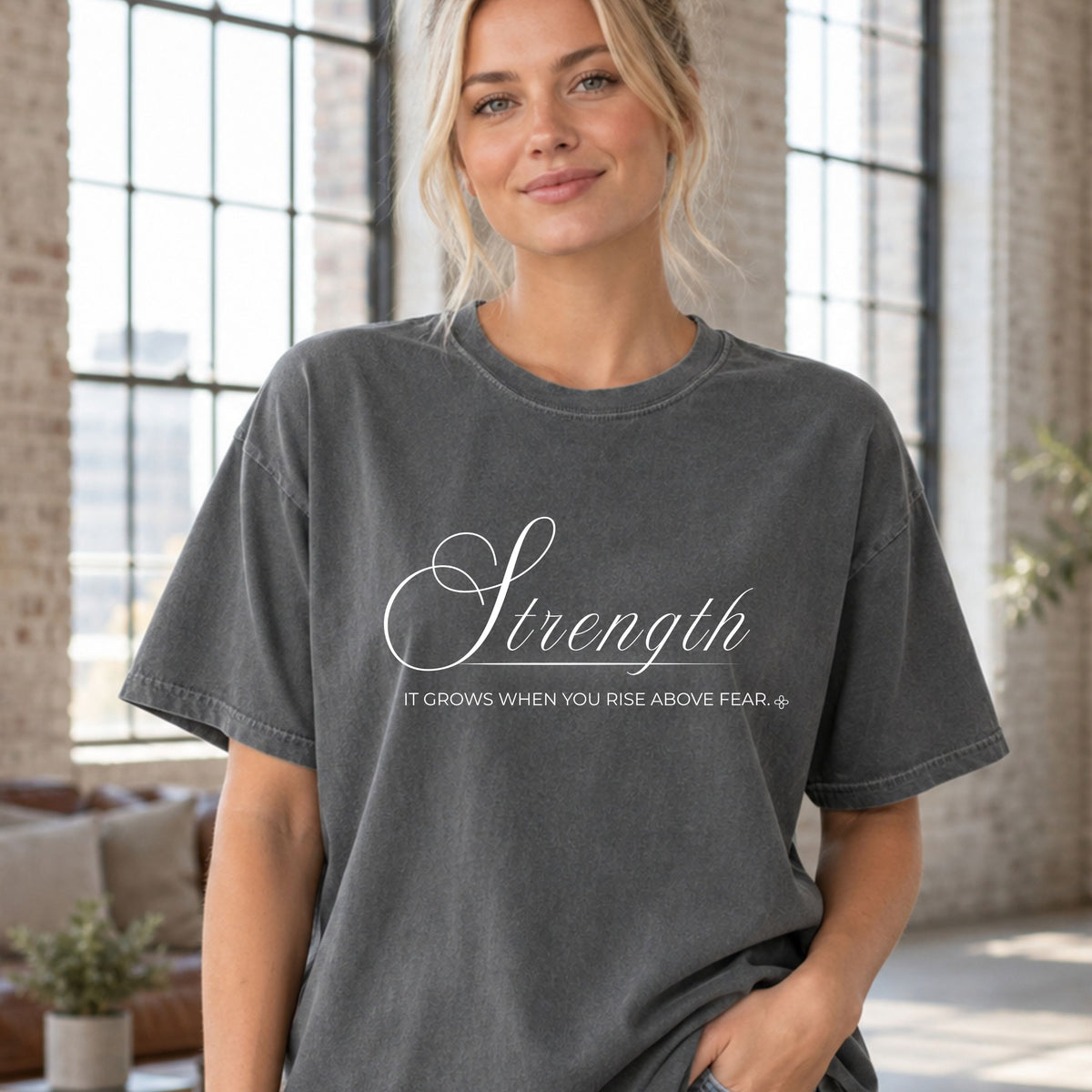 Strength T-Shirt | It Grows When You Rise Above Fear | Comfort Colors Faith Tee