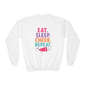 Eat Sleep Cheer Repeat Youth Sweatshirt | Cheerleader Gift | Girls Cheer Youth Crewneck