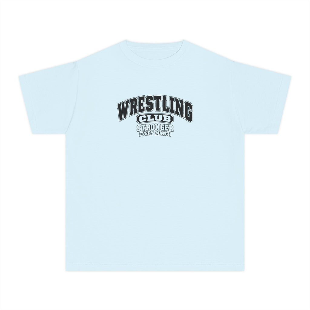 Wrestling Club Youth T-Shirt | Stronger Every Match | Kids Wrestling Comfort Colors Youth Tee