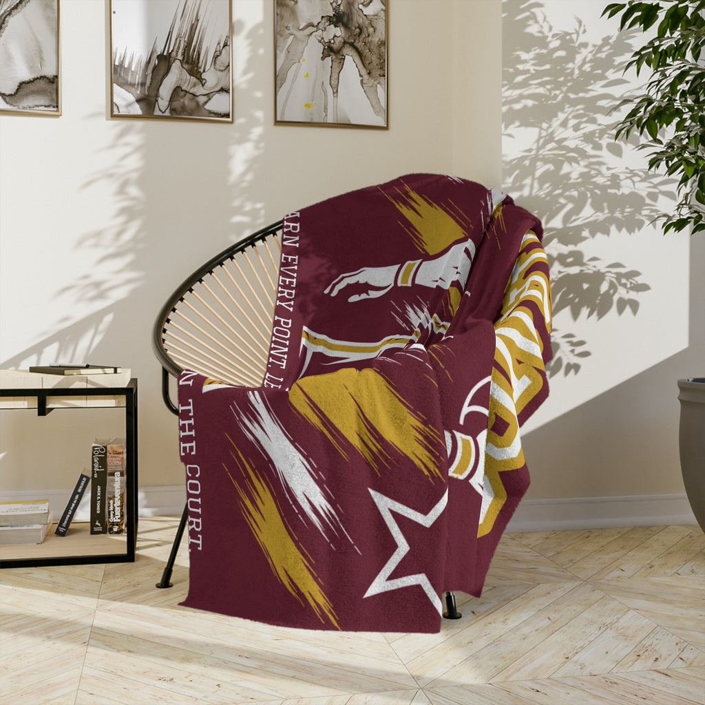 Personalized Basketball Blanket - Player Spotlight Design | Custom Team Name, Number & Player Name | 2 Styles, Your Team Colors | Plush Throw