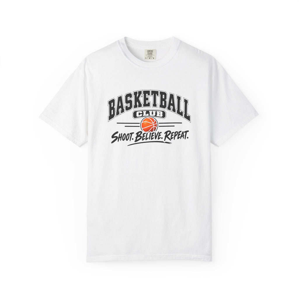 Basketball Club T-Shirt | Shoot, Believe, Repeat | Basketball Comfort Colors Tee