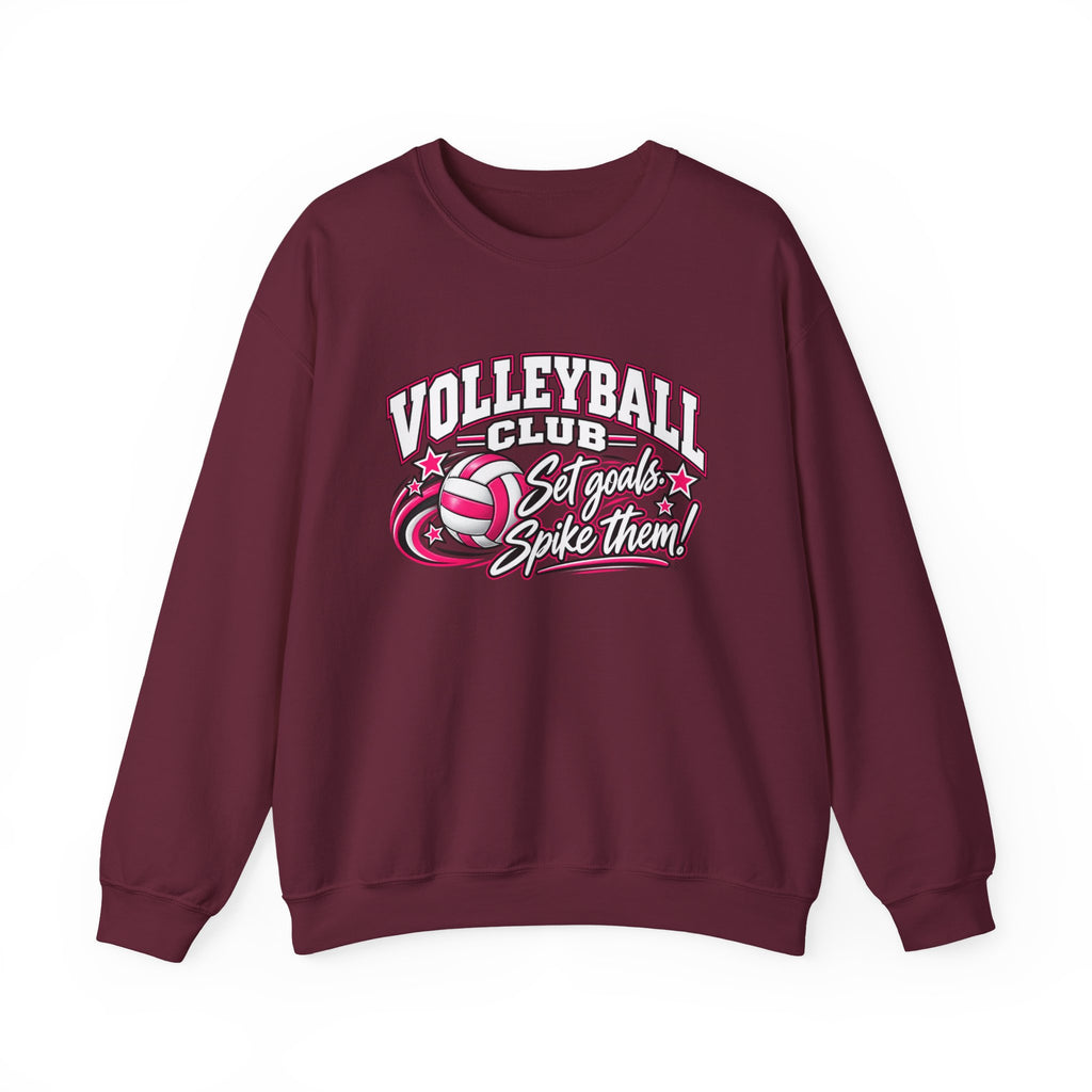 Volleyball Club Sweatshirt | Set Goals, Spike Them | Volleyball Gildan Crewneck