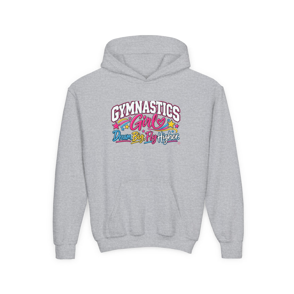 Gymnastics Girl Youth Hoodie | Dream Big, Fly Higher | Girls Gymnastics Youth Hoodie