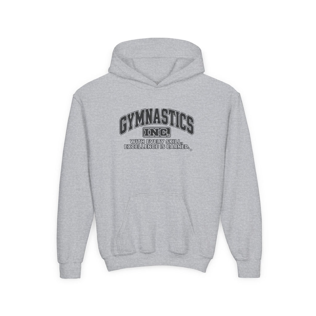 Gymnastics Inc. Youth Hoodie | With Every Skill, Excellence Is Earned | Girls Gymnastics Youth Hoodie