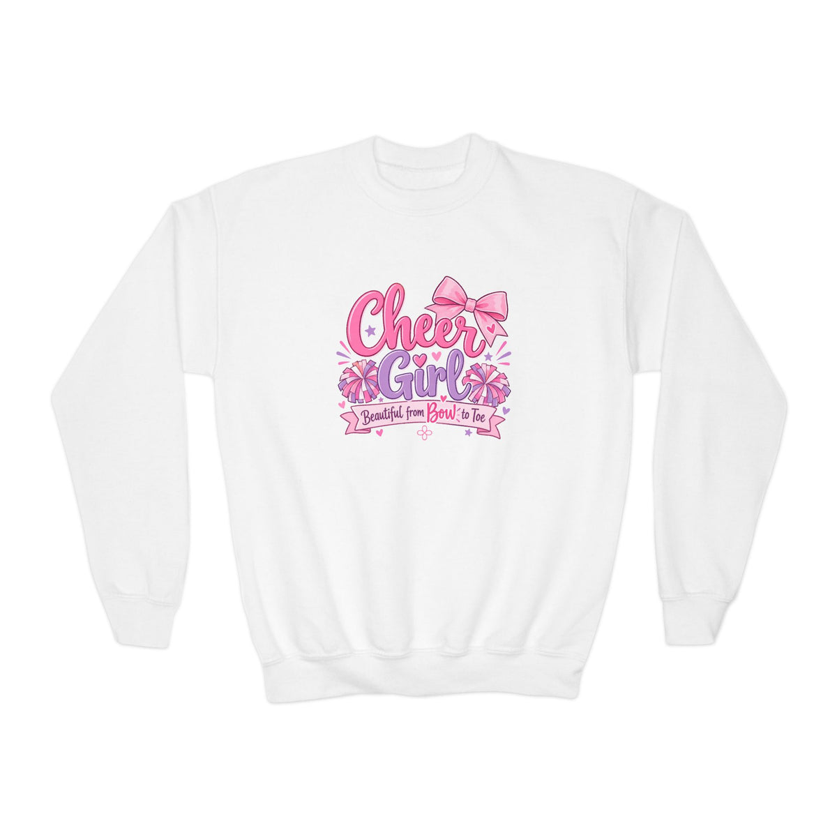 Cheer Girl Youth Sweatshirt | Beautiful From Bow to Toe | Girls Cheer Youth Crewneck