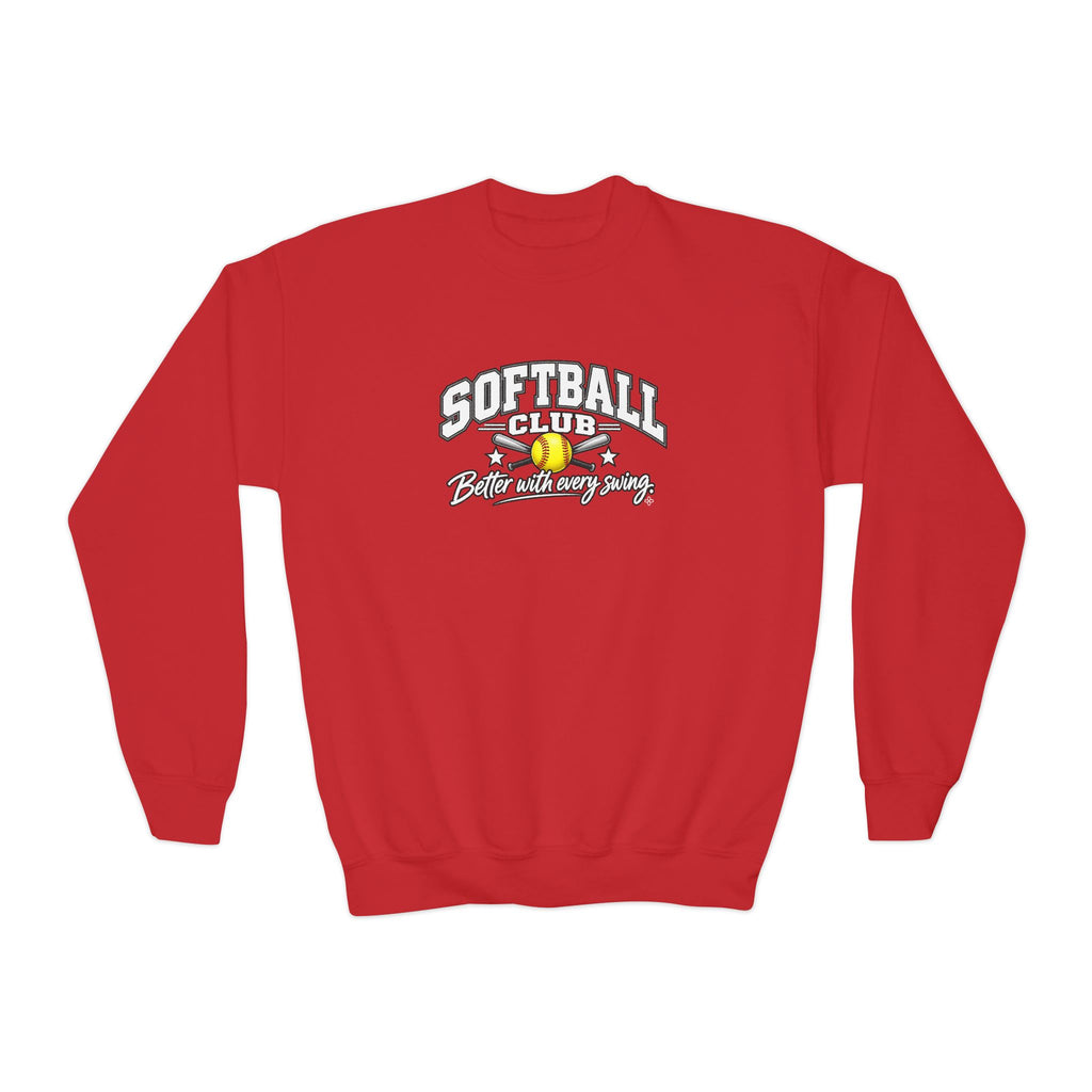 Softball Club Youth Sweatshirt | Better With Every Swing | Girls Softball Youth Crewneck