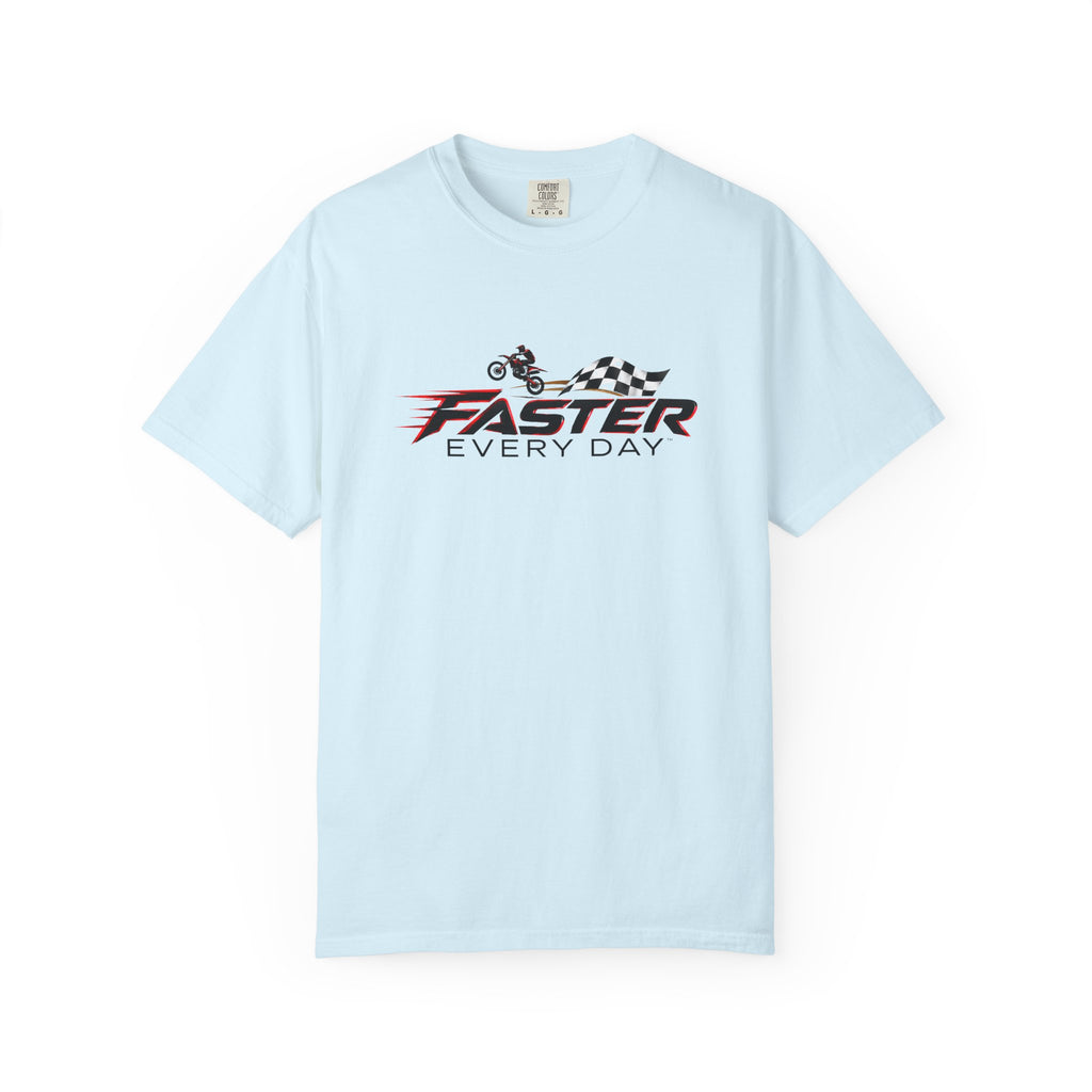 Faster Every Day Dirt Bike Checkered Flag Logo Tee | Motocross Shirt | Comfort Colors T-Shirt