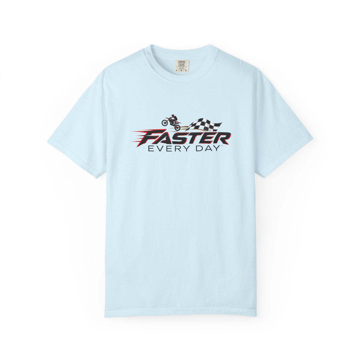 Faster Every Day Dirt Bike Checkered Flag Logo Tee | Motocross Shirt | Comfort Colors T-Shirt