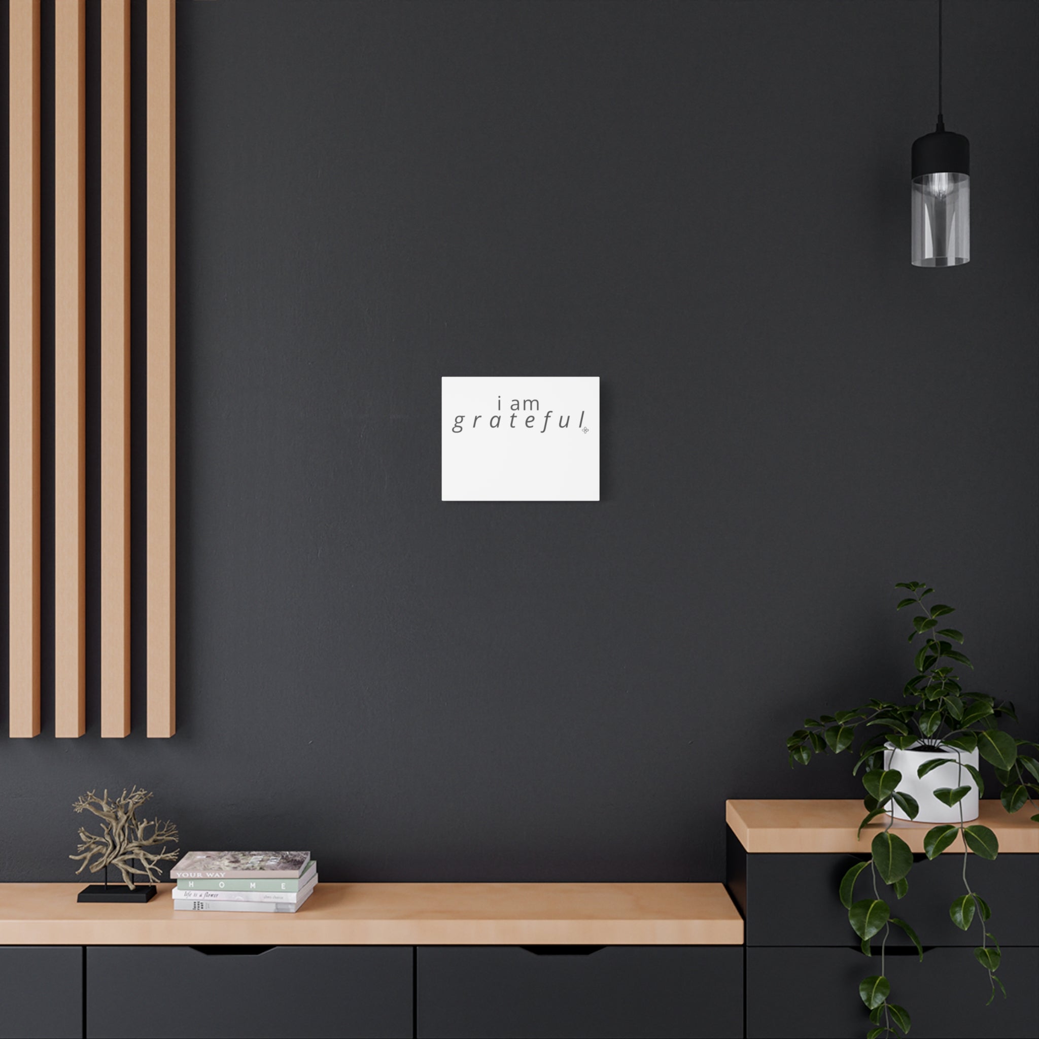 Matte Canvas Wall Art "I Am Grateful" — Minimalist Inspirational Quote