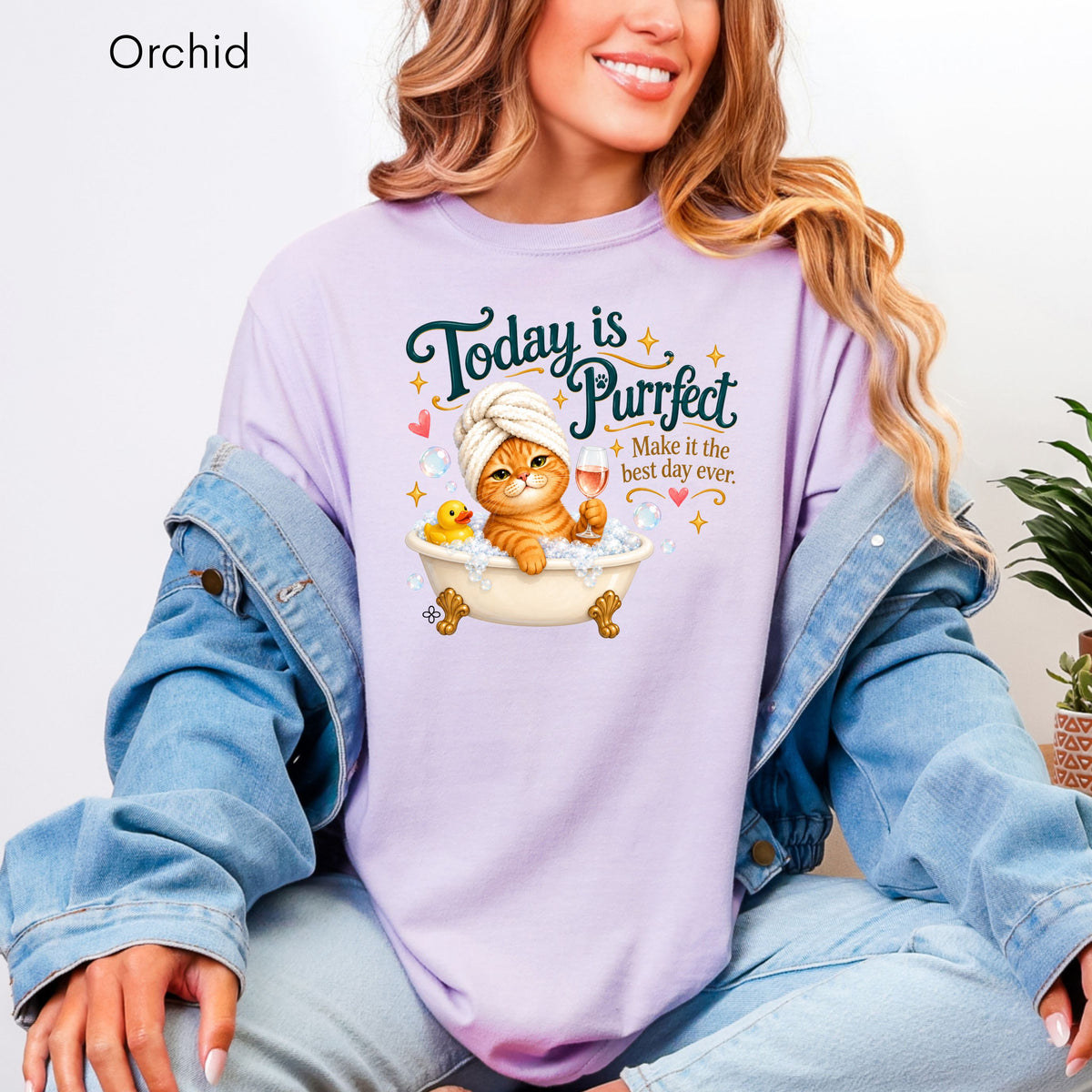 Today Is Purrfect - Women's Comfort Colors Motivational Cat / Pet T-Shirt for Women - Inspirational Tee - Comfort Colors Shirt