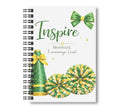 Inspire - Cheerleading Notebook 8.5"x11", Green and Gold Wide Ruled Blank Notebook, Spiral Bound