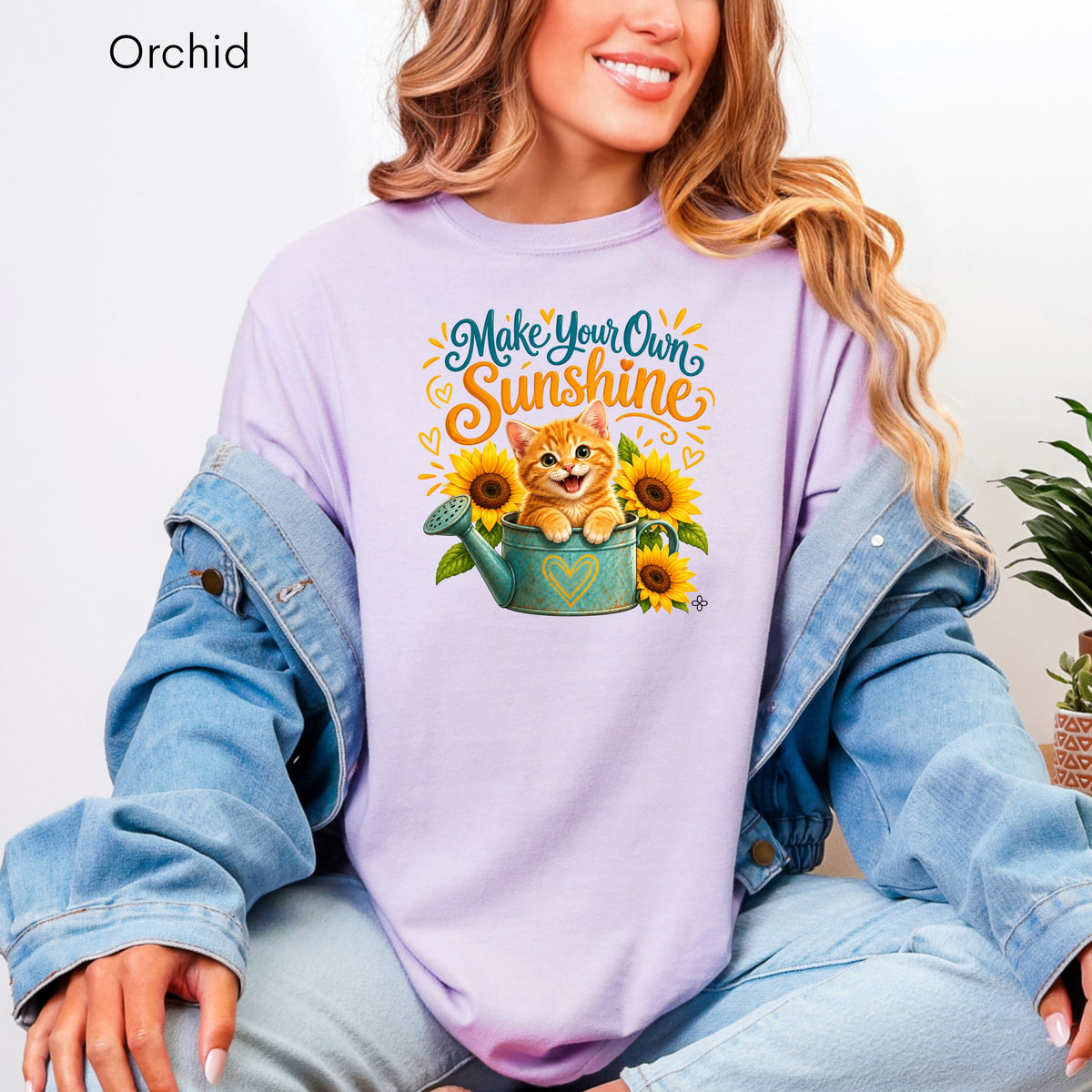 Make Your Own Sunshine - Women's Comfort Colors Motivational Cat / Pet T-Shirt for Women - Inspirational Tee - Comfort Colors Shirt