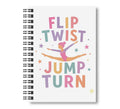 Flip, Twist, Jump, Turn, Gymnastics Notebook, 8.5"x11" Wide Ruled, Kids Notebook,  Blank Notebook, Spiral
