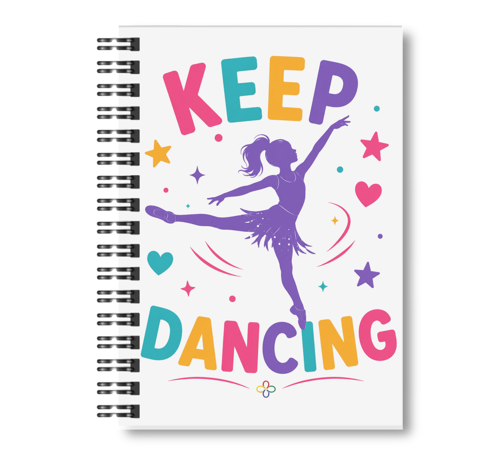Dance Notebook - 10 CHOICES - 8.5"x11" Wide Ruled Blank Notebook, Spiral Bound