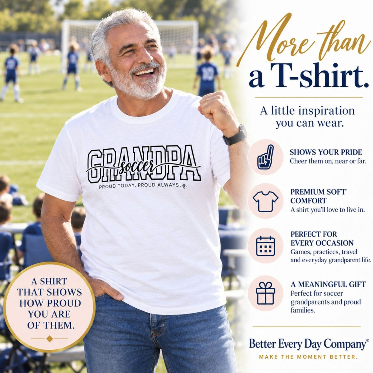 SOCCER Grandpa Shirt - Proud Today. Proud Always. | Choose Your Team Color | Comfort Colors Tee