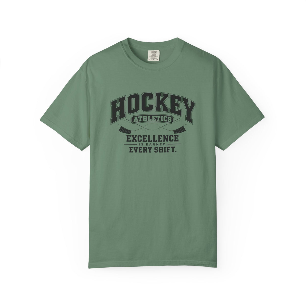Hockey Athletics T-Shirt | Excellence Is Earned Every Shift | Hockey Comfort Colors Tee