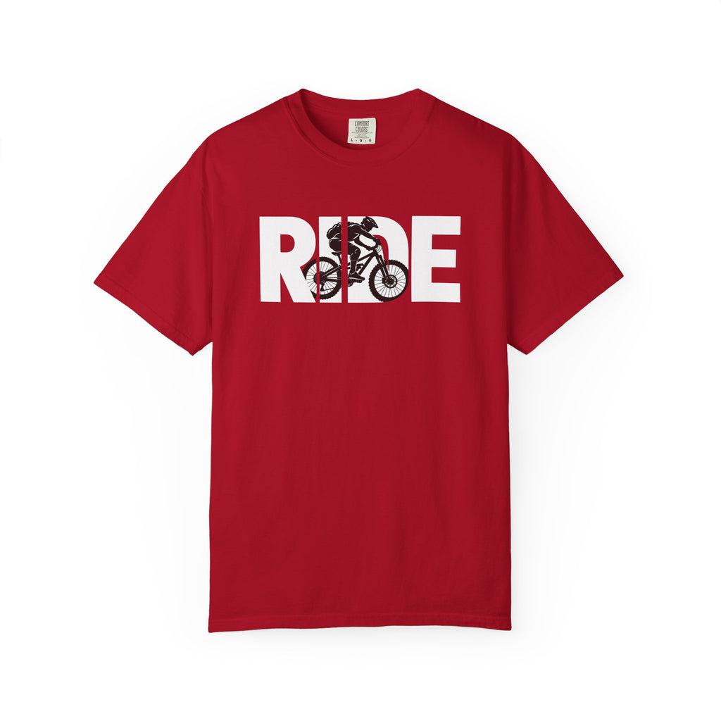 RIDE Mountain Bike T-Shirt | Mountain Biker Graphic | Comfort Colors Tee