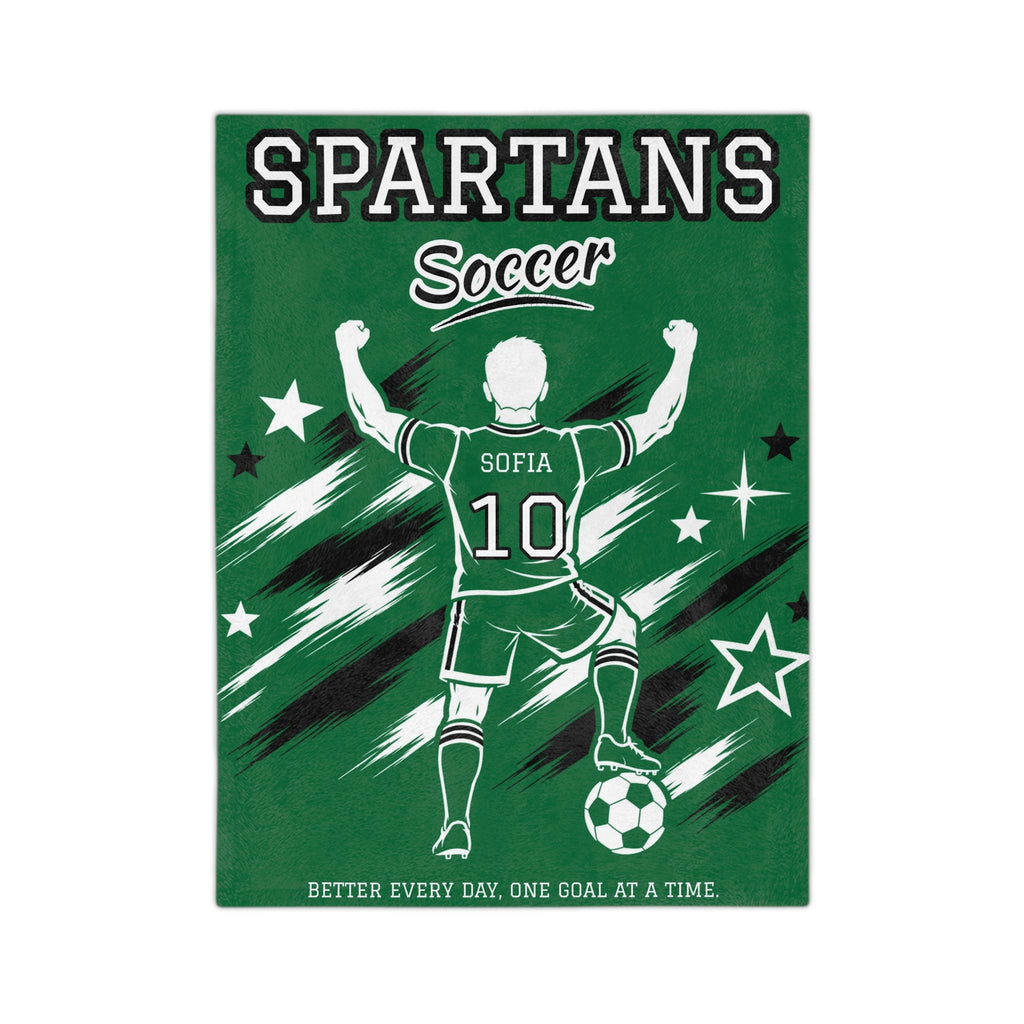 Personalized Soccer Blanket - Player Spotlight Design | Custom Team Name, Number & Player Name | 2 Styles, Your Team Colors | Plush Throw