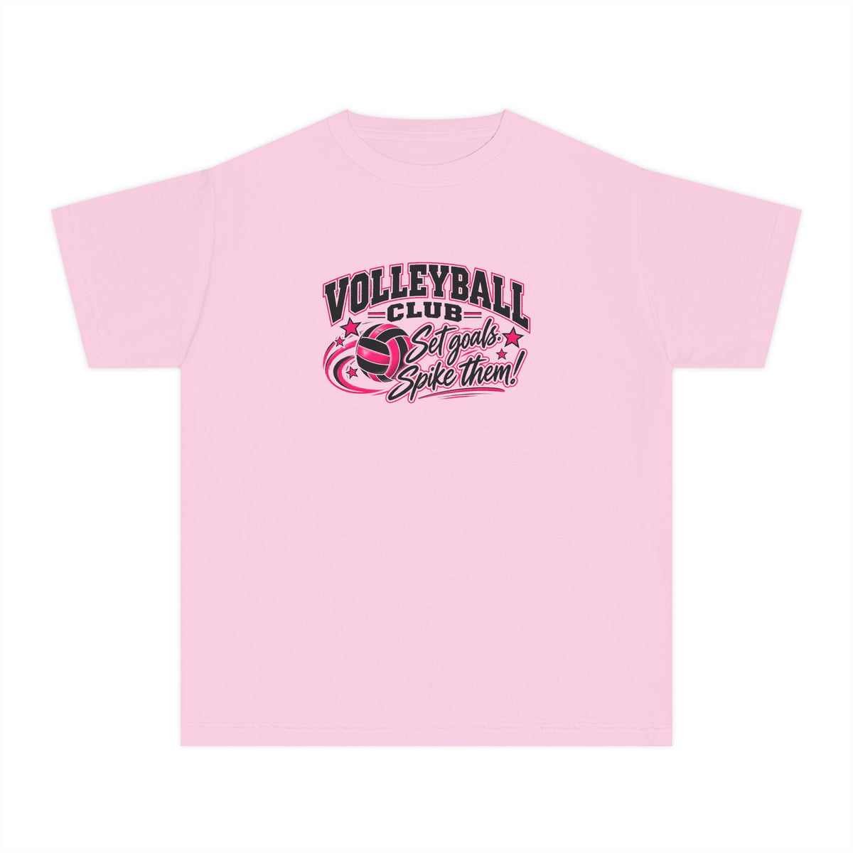Volleyball Club Youth T-Shirt | Set Goals, Spike Them | Girls Volleyball Comfort Colors Youth Tee
