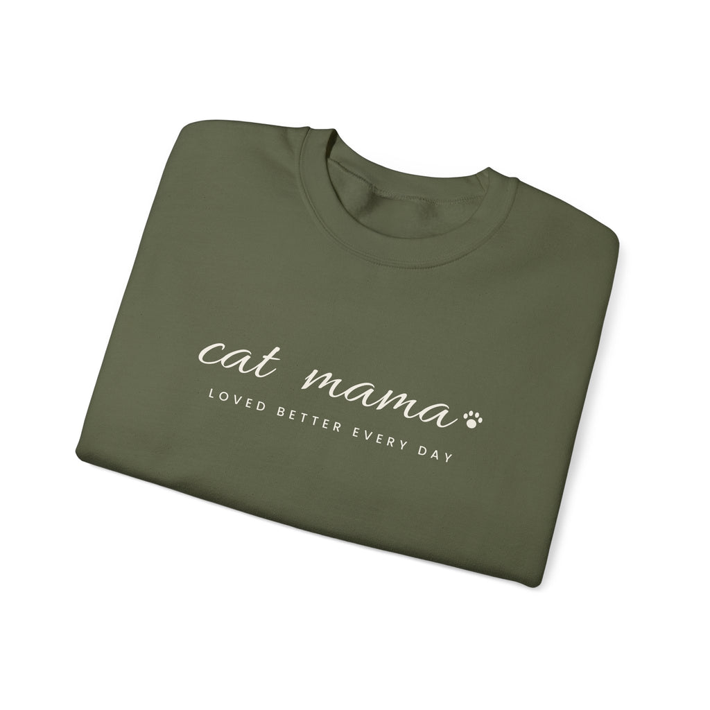 Personalized Cat Mama Sweatshirt - Loved Better Every Day | Pet Names on Sleeve | Choose Your Style | Custom Cat Mom Gift | Gildan Sweatshirt