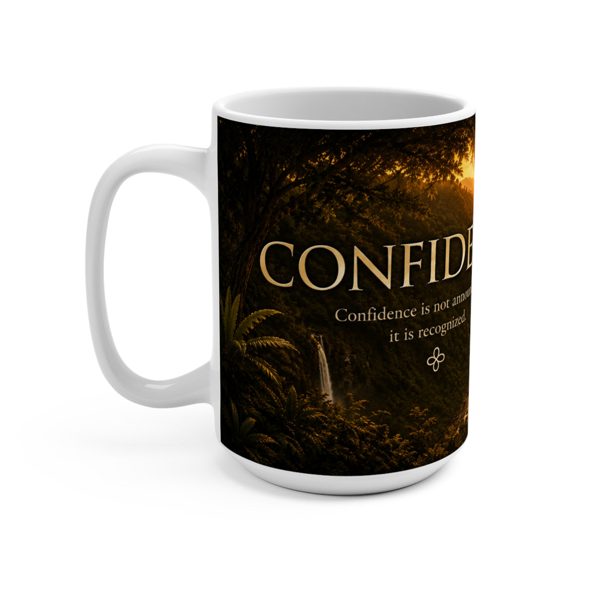 Confidence - Confidence Is Not Announced, It Is Recognized - 15 oz Inspirational Black Panther Mug, Coffee Cup