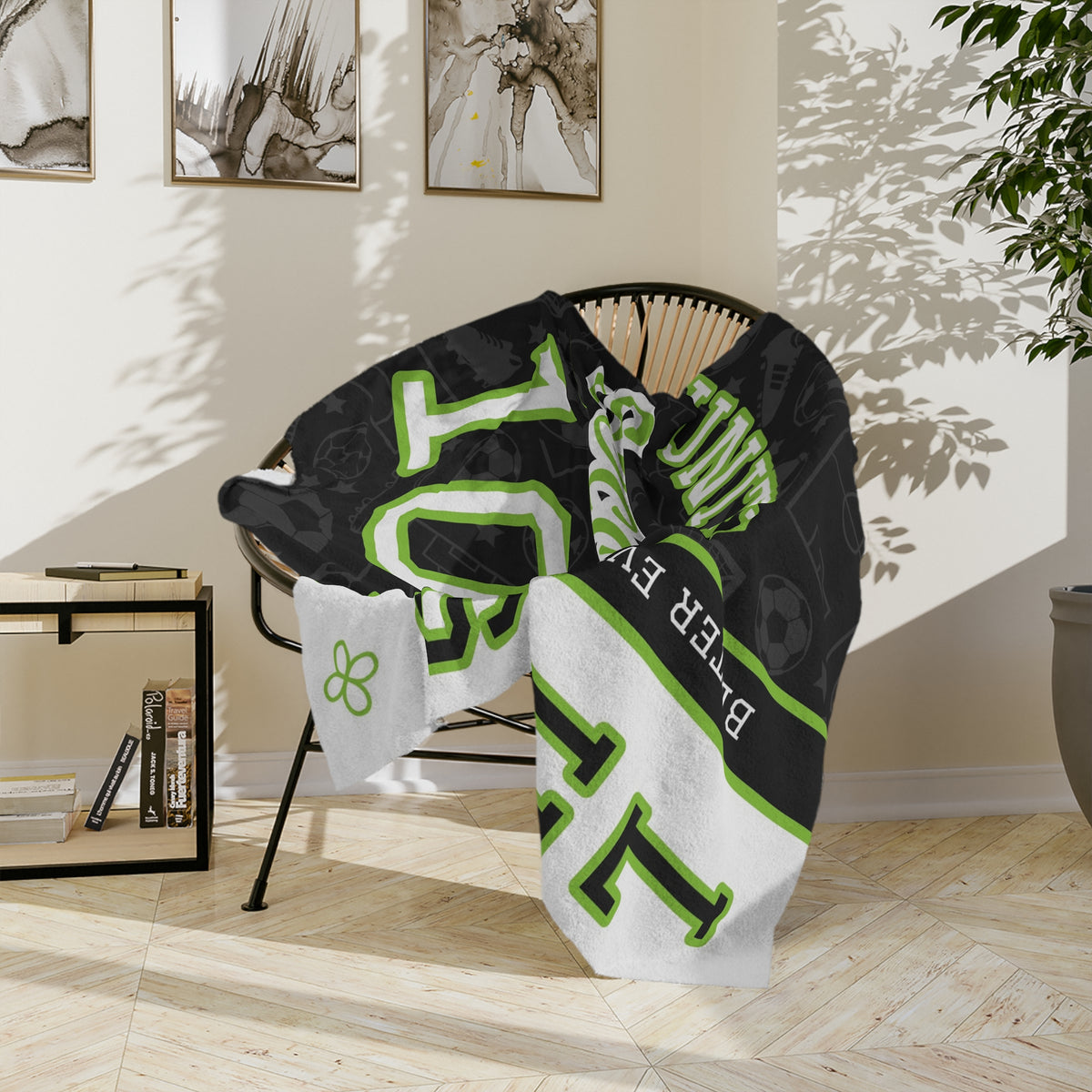 Personalized Soccer Blanket - Varsity Split Design | Custom Team Name, Number or Class Year & Player Name | Soccer Player, Senior Night Gift | Plush Throw
