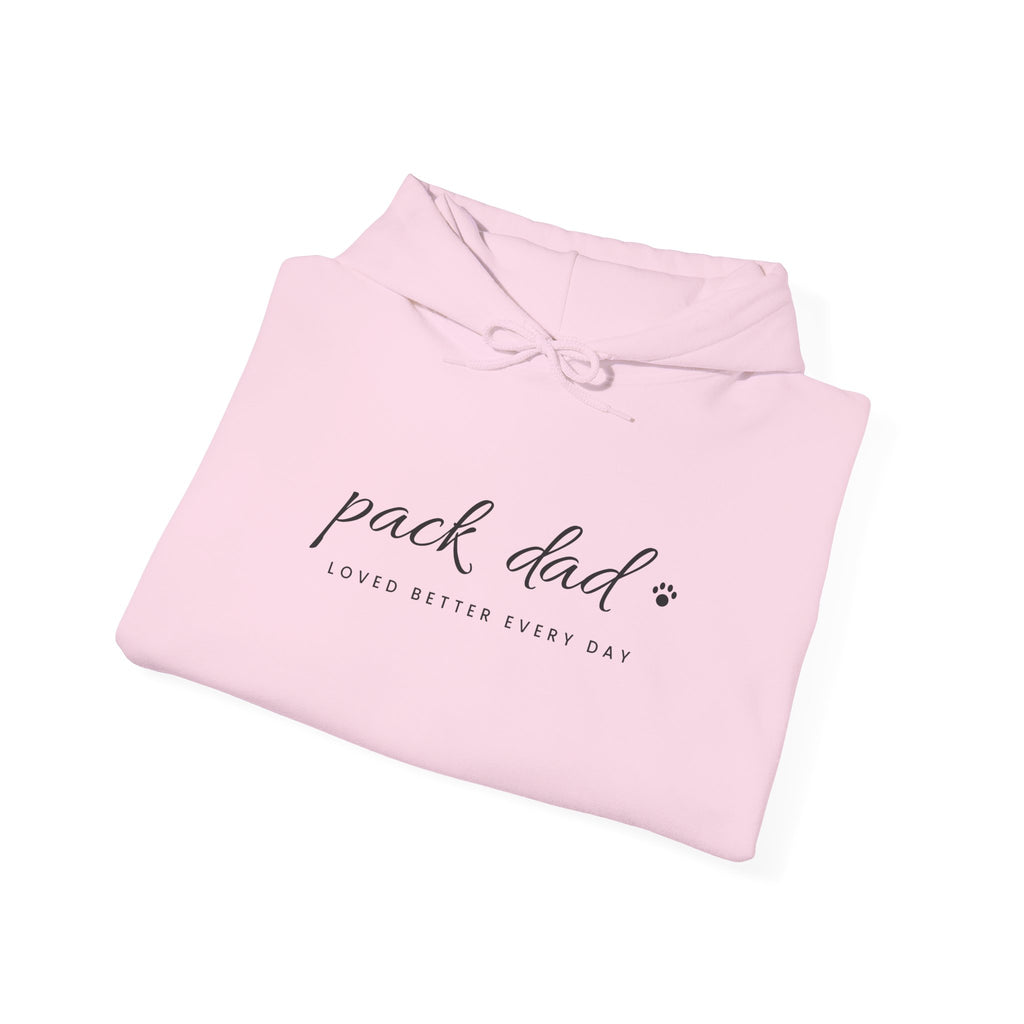 Personalized Pack Dad Hoodie - Loved Better Every Day | Pet Names on Sleeve | Choose Your Style | Custom Pet Dad Gift | Gildan Hoodie