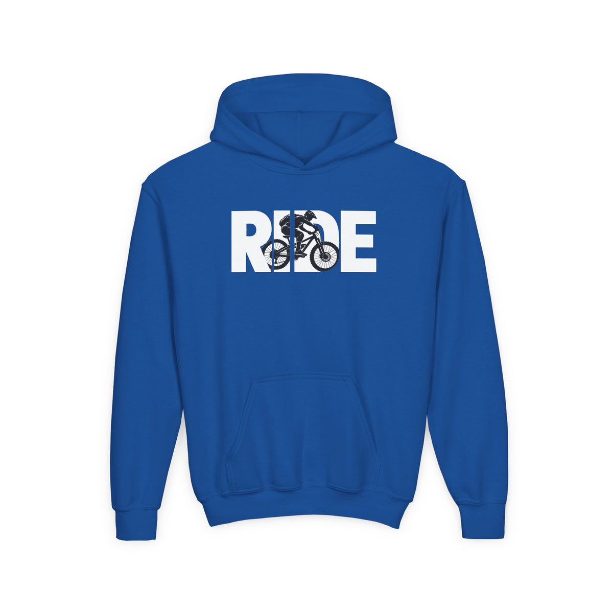 RIDE Mountain Bike Youth Hoodie | Mountain Biker Graphic | Kids Youth Hoodie