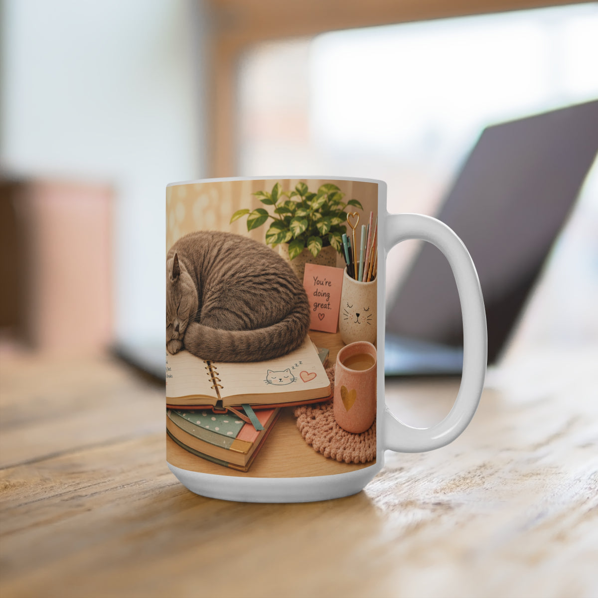 Rest Is Part of the Plan - 15 oz Funny Cat Mug, Coffee Cup