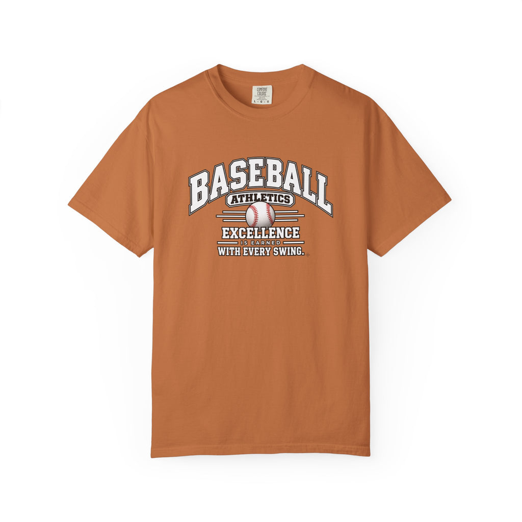 Baseball Athletics T-Shirt | Excellence Is Earned With Every Swing | Baseball Comfort Colors Tee