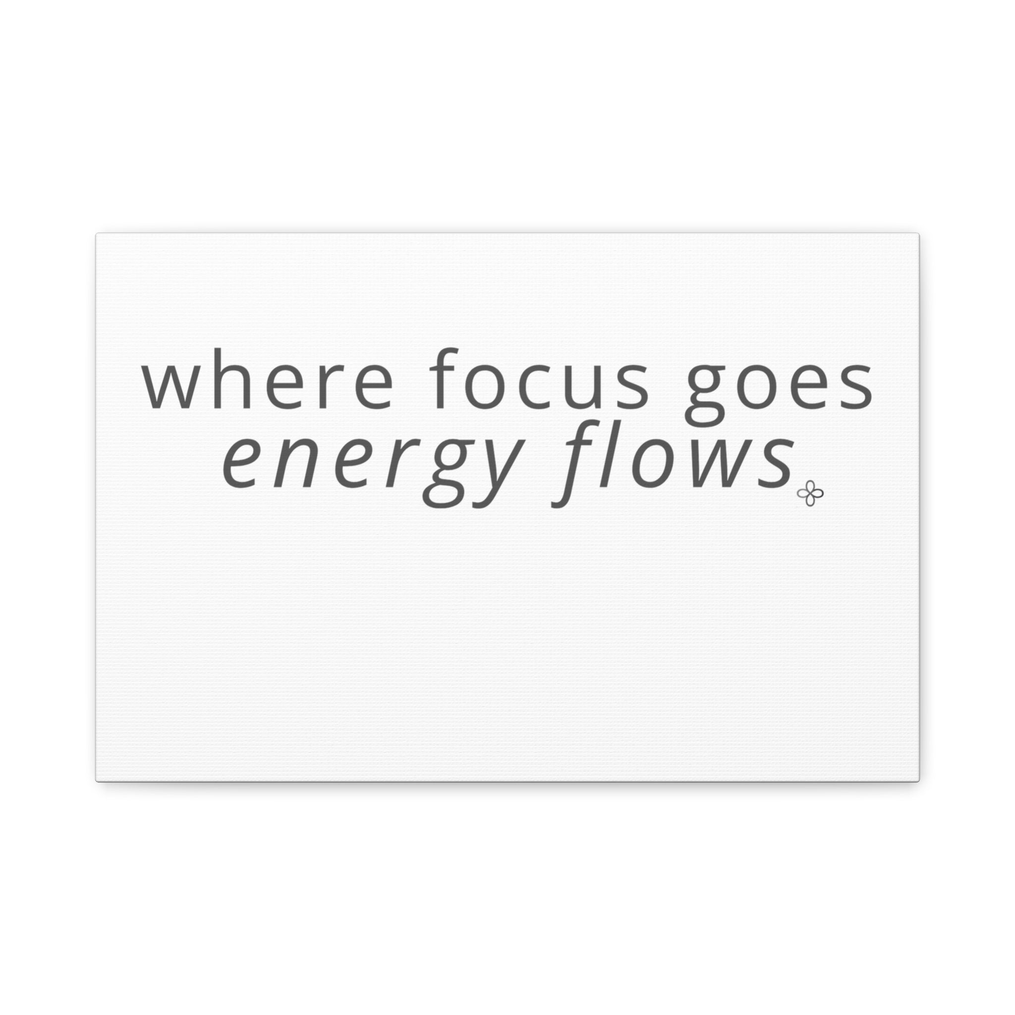 Focus Matte Canvas Wall Art "Where Focus Goes Energy Flows" — Minimalist Inspirational Quote, Poster