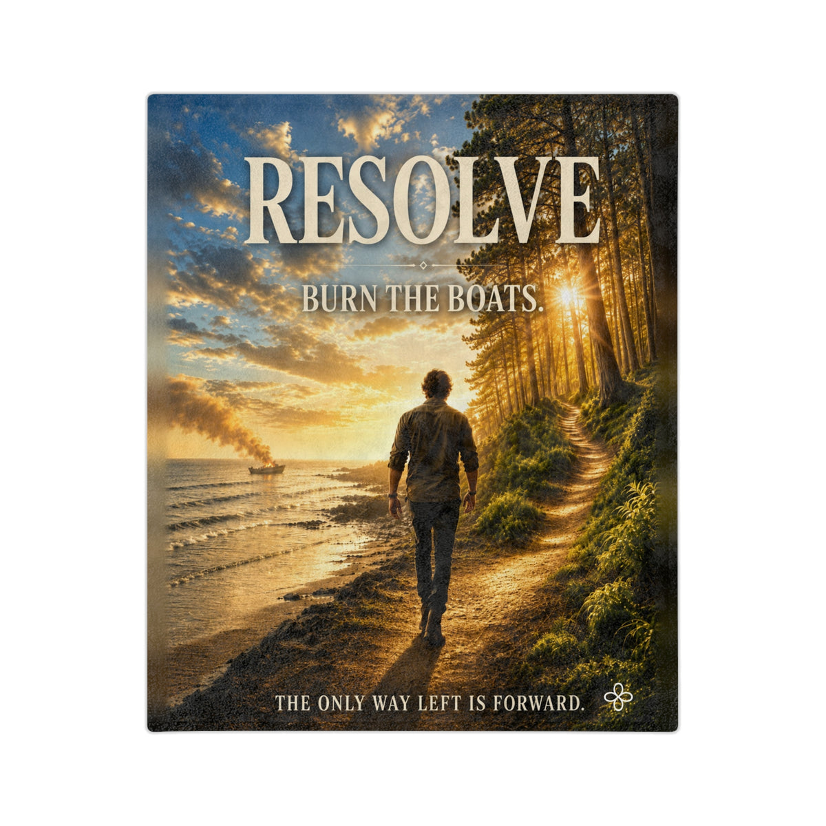 Resolve - Burn the Boats Motivational Blanket | Inspirational Quote Plush Throw Blanket | Uplifting Gift | Better Every Day