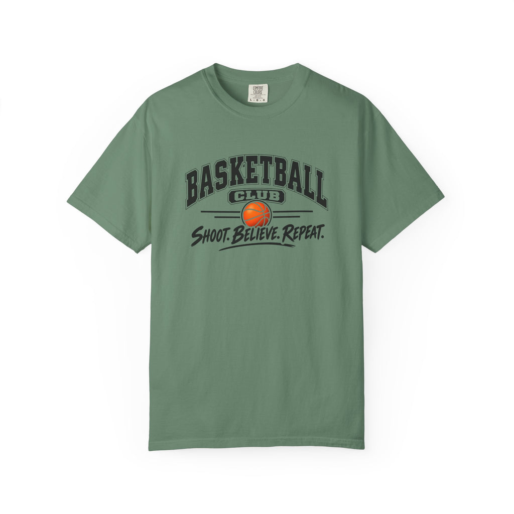 Basketball Club T-Shirt | Shoot, Believe, Repeat | Basketball Comfort Colors Tee