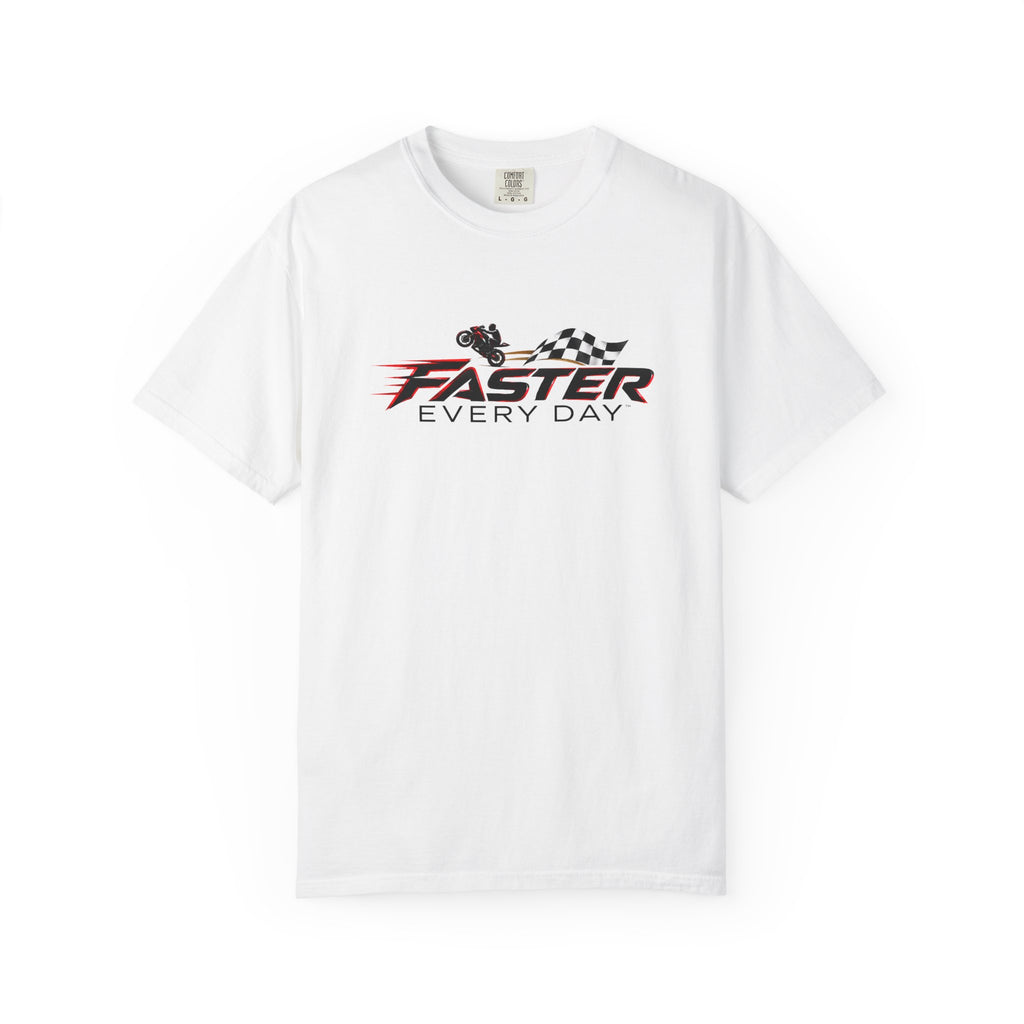 Faster Every Day Checkered Flag Logo Tee | Motorcycle Racing Shirt | Comfort Colors T-Shirt