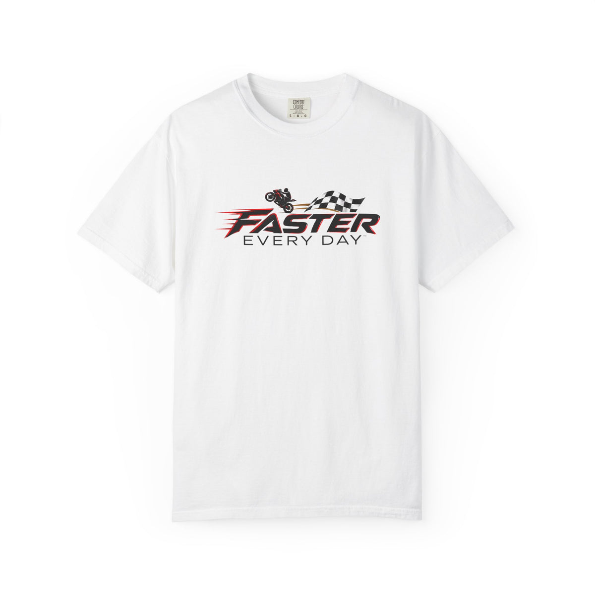 Faster Every Day Checkered Flag Logo Tee | Motorcycle Racing Shirt | Comfort Colors T-Shirt