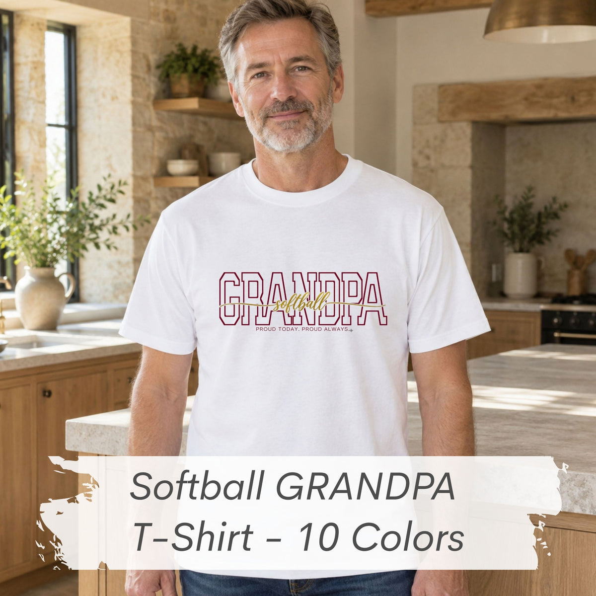 SOFTBALL Grandpa Shirt - Proud Today. Proud Always. | Choose Your Team Color | Comfort Colors Tee