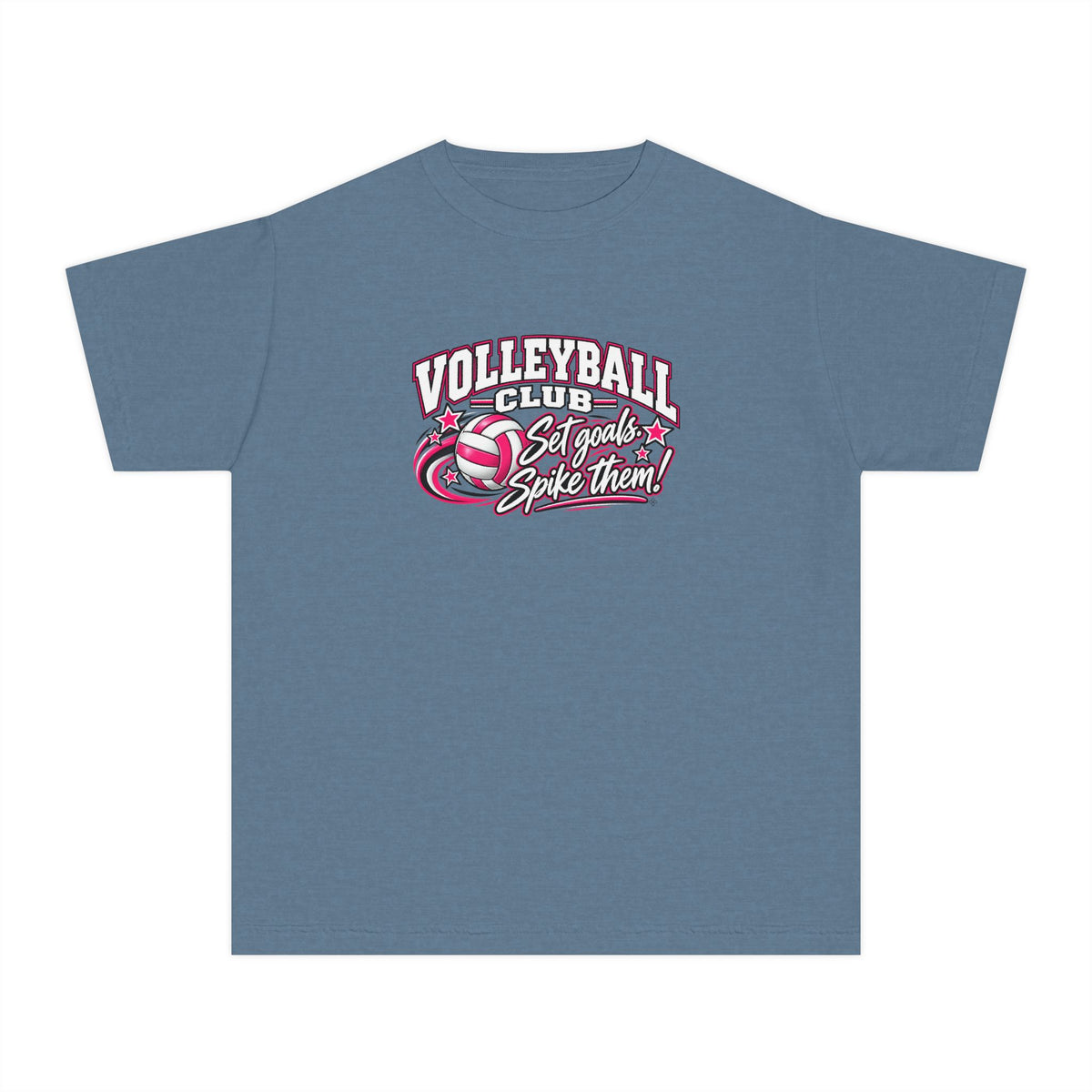 Volleyball Club Youth T-Shirt | Set Goals, Spike Them | Girls Volleyball Comfort Colors Youth Tee