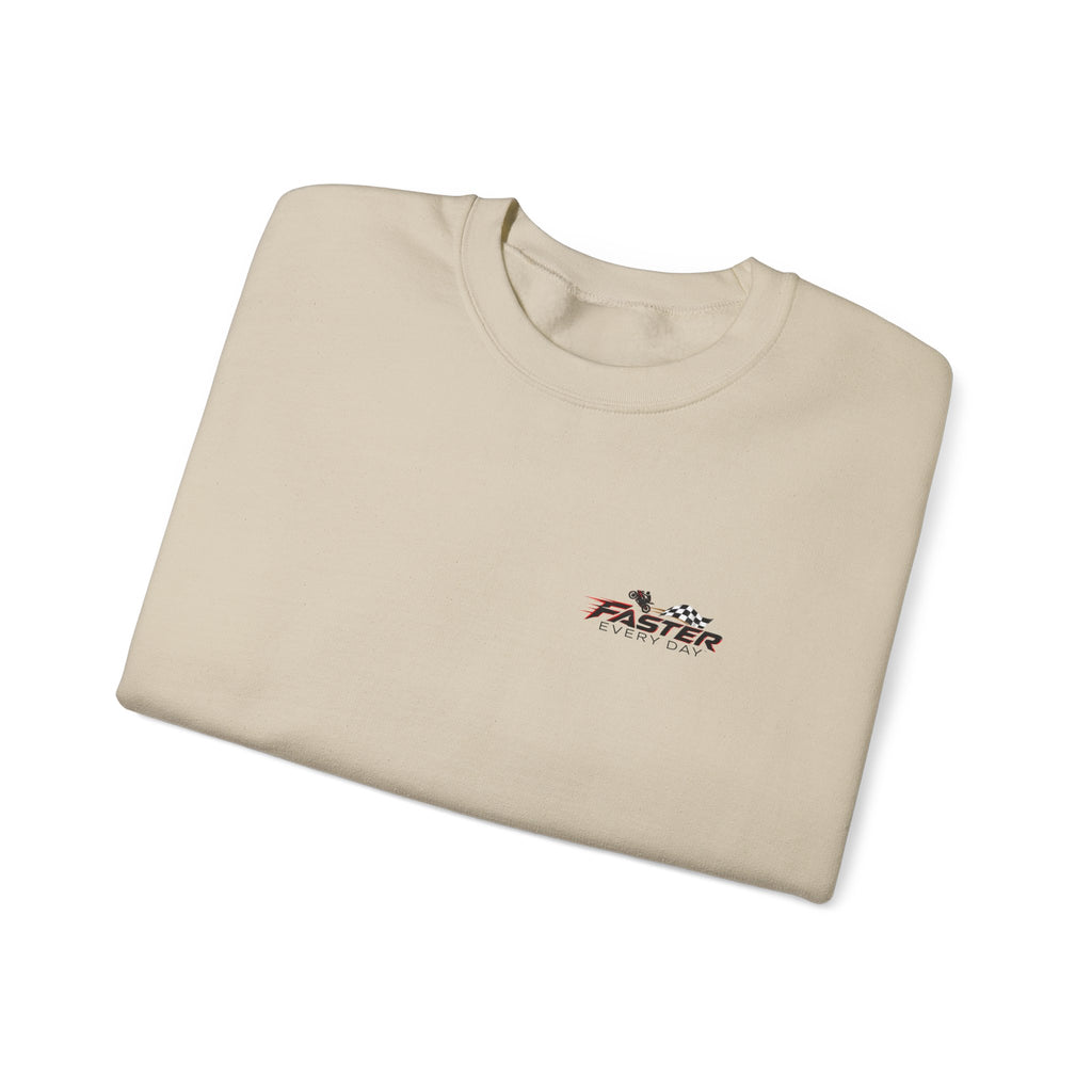 Excellence - The Highest Standards Create the Greatest Achievements | Motorcycle Racing Gift | Front Logo and Back Print | Gildan Crewneck Sweatshirt