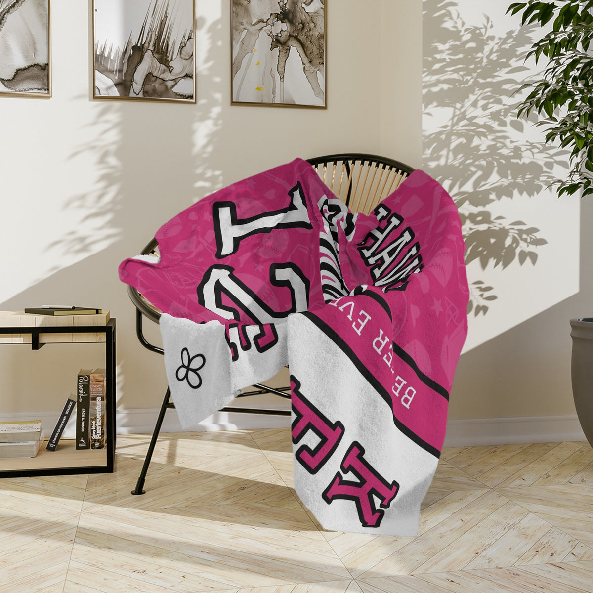 Personalized Softball Blanket - Varsity Split Design | Custom Team Name, Number or Class Year & Player Name | Softball Player, Senior Night Gift | Plush Throw