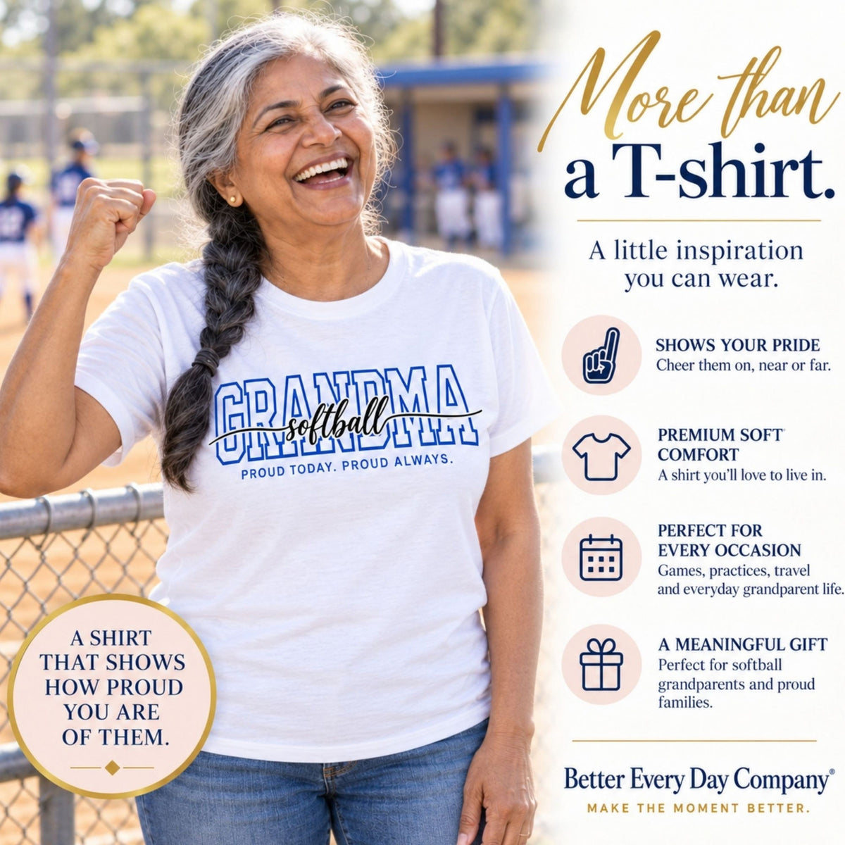 Softball Grandma Shirt - Proud Today. Proud Always. | Choose Your Team Color | Comfort Colors Tee