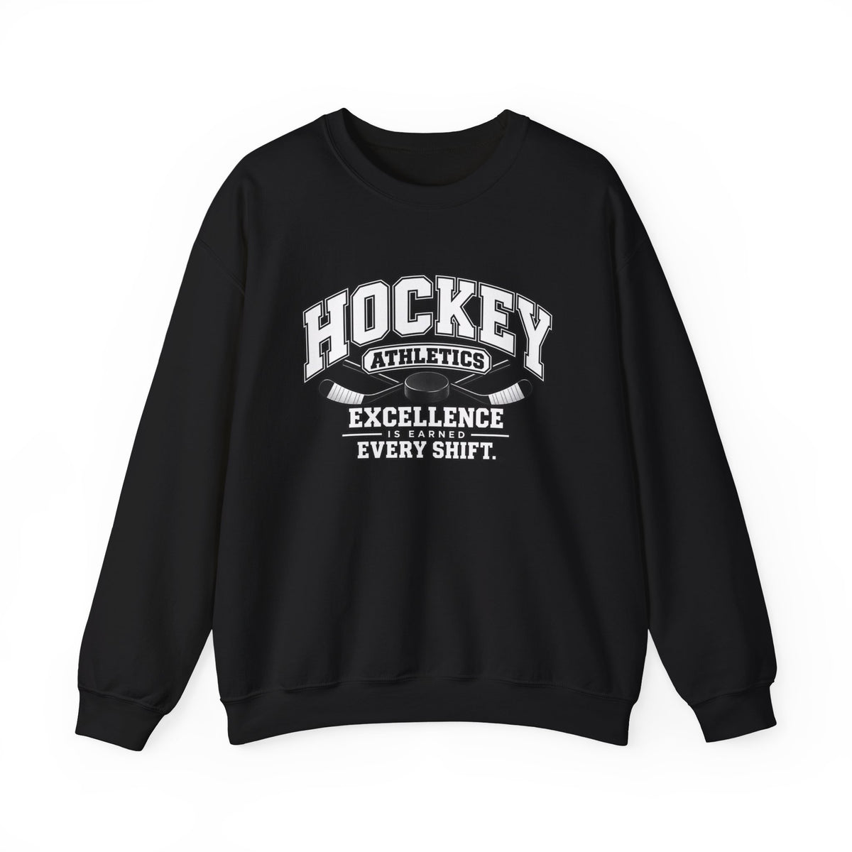 Hockey Athletics Sweatshirt | Excellence Is Earned Every Shift | Hockey Gildan Crewneck