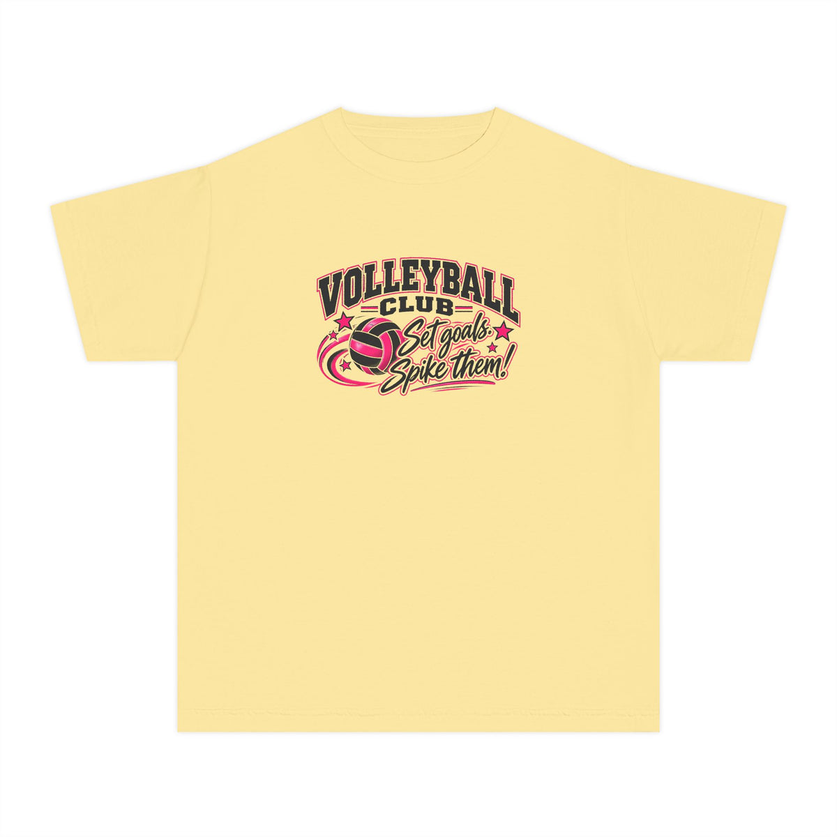 Volleyball Club Youth T-Shirt | Set Goals, Spike Them | Girls Volleyball Comfort Colors Youth Tee