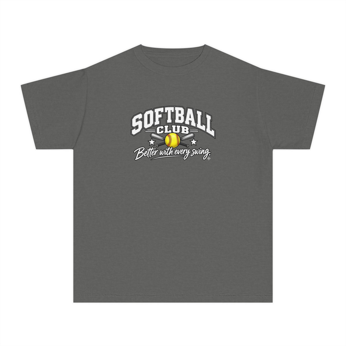 Softball Club Youth T-Shirt | Better With Every Swing | Girls Softball Comfort Colors Youth Tee