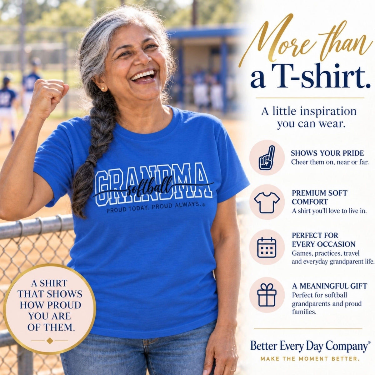 SOFTBALL Grandma Shirt - Proud Today. Proud Always. | Choose Your Team Shirt Color | Comfort Colors Tee