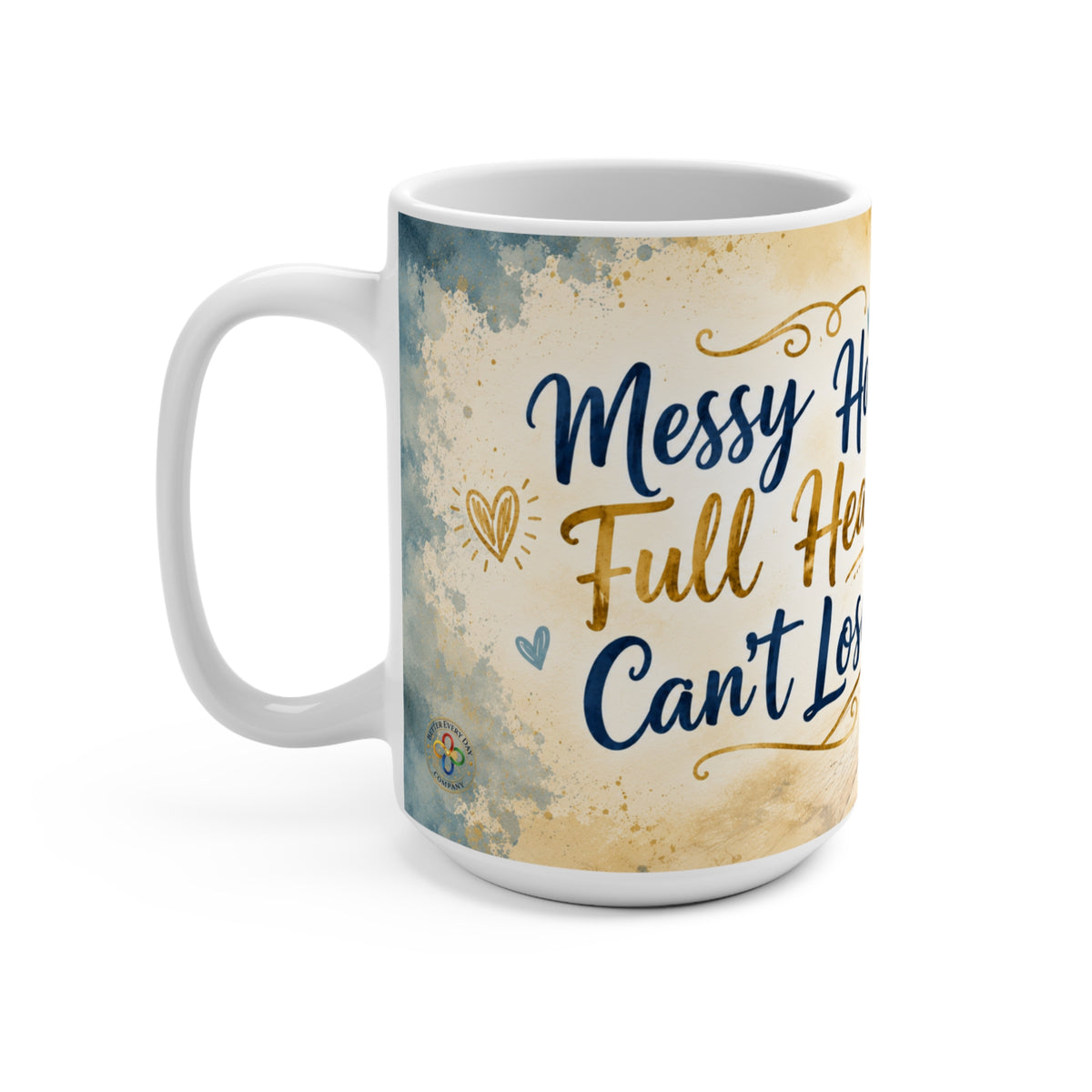 Messy Hair Full Heart Can't Lose - 15 oz Funny Dog Mug, Coffee Cup, Australian Sheperd Mug