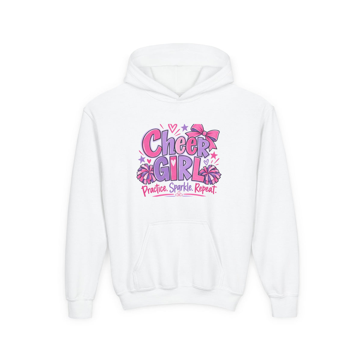 Cheer Girl Youth Hoodie | Practice, Sparkle, Repeat | Girls Cheer Youth Hoodie