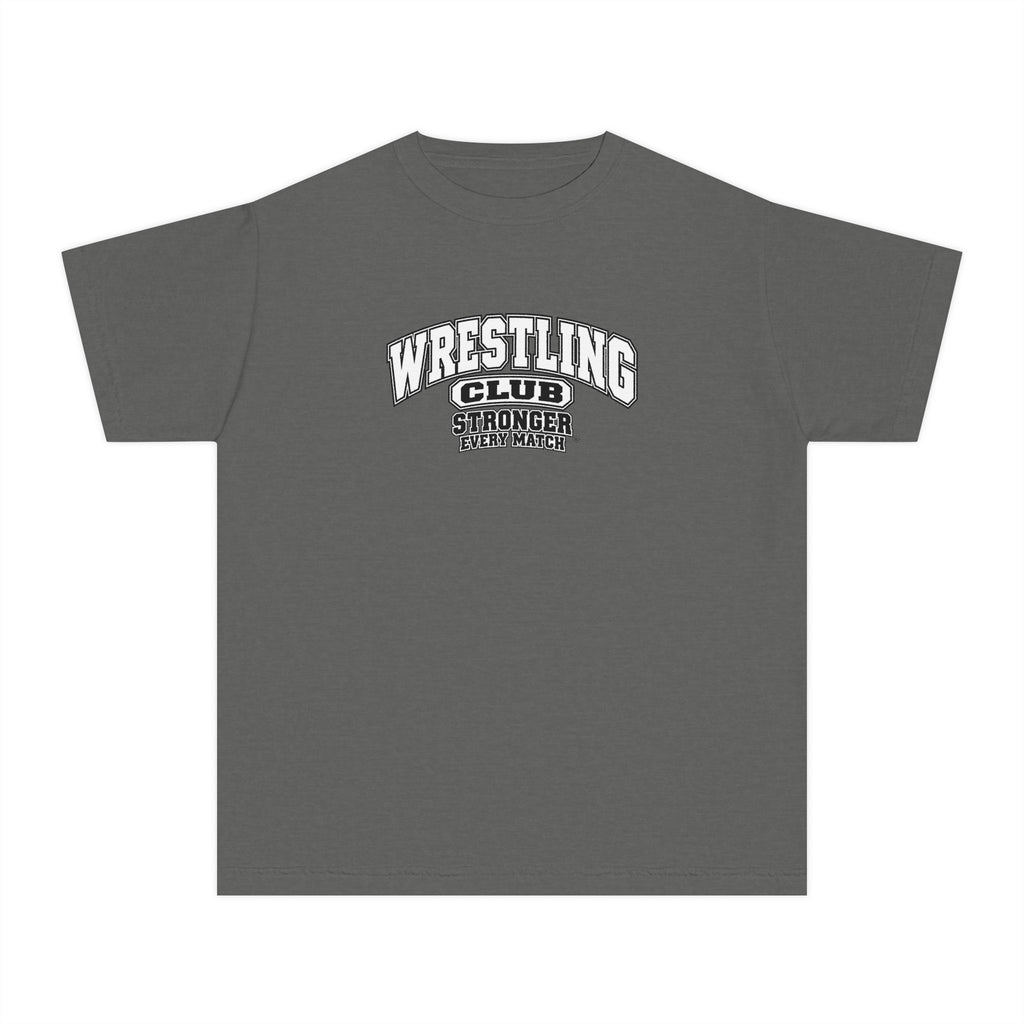 Wrestling Club Youth T-Shirt | Stronger Every Match | Kids Wrestling Comfort Colors Youth Tee
