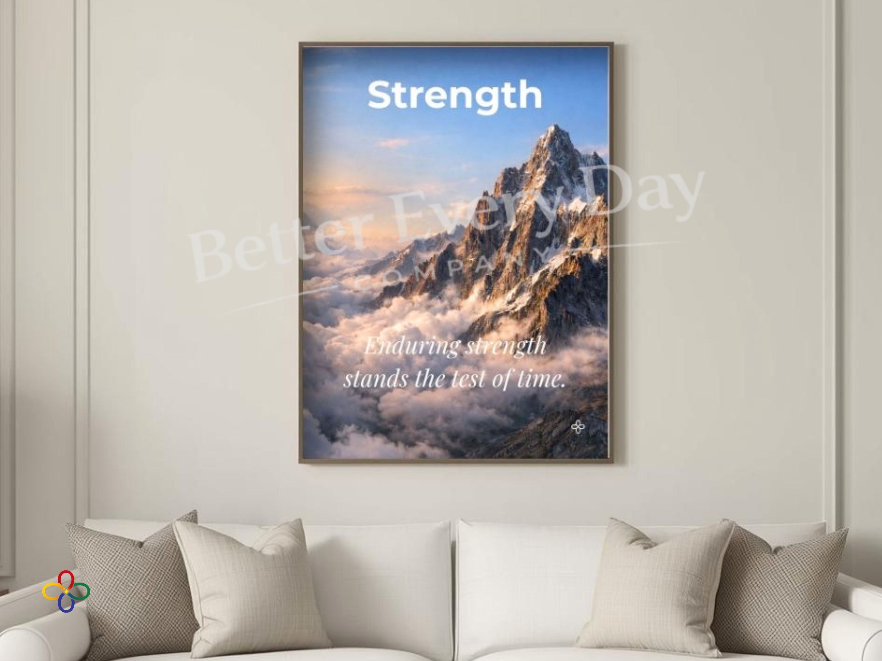 Strength - Mountain Inspirational Poster Print, Quote Poster, Motivational Nature Wall Art (Digital Download) Wallart